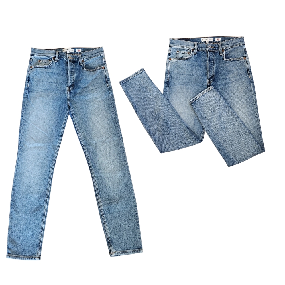 Re/Done Women 27 High Rise Ankle Crop Stretch Buttonfly 90's Revival Denim Jeans